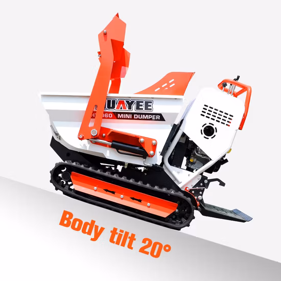 Huayee Factory All Terrain Mini Dumper Autocarro con cassone ribaltabile Cingolato Piccolo camion cingolato in gomma per trasporto Mini dumper cingolato con CE